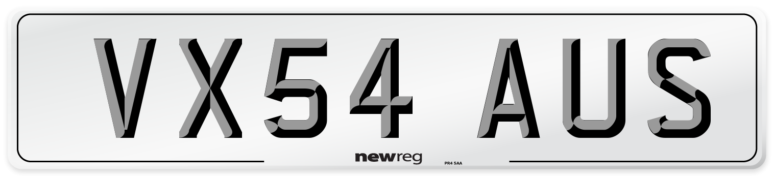 VX54 AUS Number Plate from New Reg